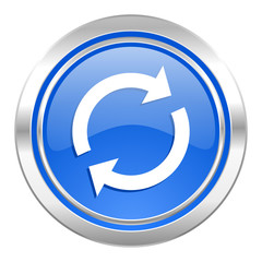 reload icon, blue button, refresh sign