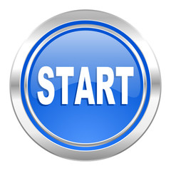 start icon, blue button