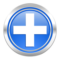 Obraz premium plus icon, blue button, cross sign