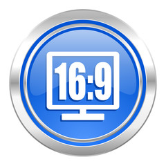 16 9 display icon, blue button