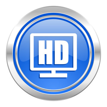hd display icon, blue button