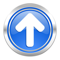 up arrow icon, blue button, arrow sign