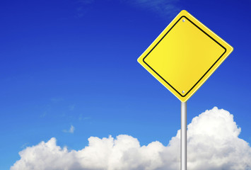 Road sign over the blue sky