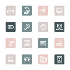 Computer components web icons set