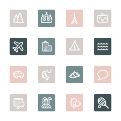 Travel web icons set