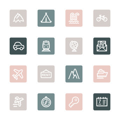 Travel web icons set