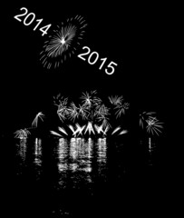 Fireworks with reflection on lake 2014,2015