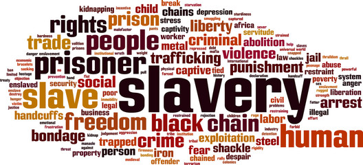 Slavery word cloud concept. Vector illustration