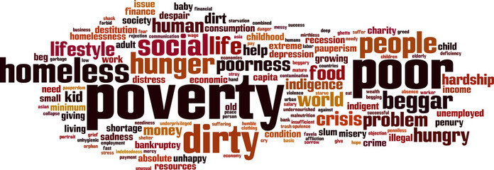 Poverty word cloud concept. Vector illustration