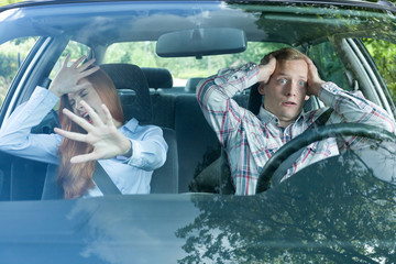 Young couple just before accident