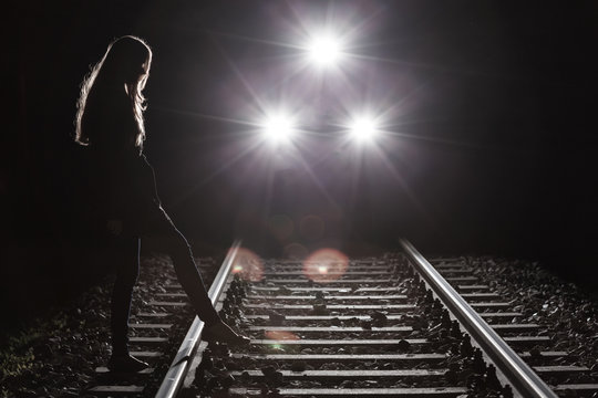 Riding Train And Girl