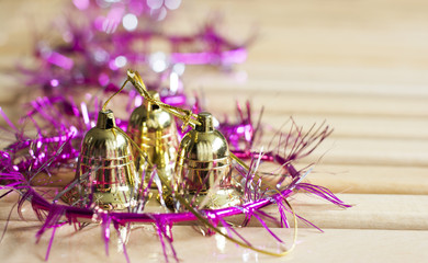 Golden bells with purple decoration