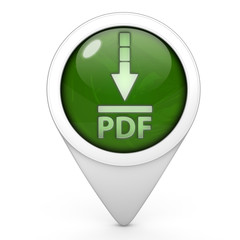 Pdf download pointer icon on white background