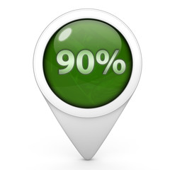 Ninety percent pointer icon on white background