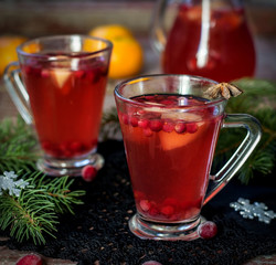 Winter beverage with cranberries