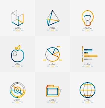 Minimal thin line design web icon set