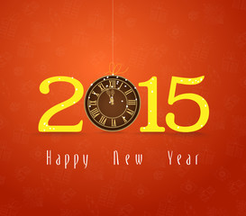 Happy new year clock gold