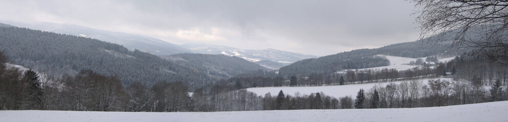 Sumava winter panoramic view National Park Czech Republic