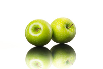 Juicy apples on white background