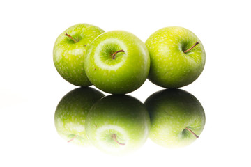 Juicy apples on white background