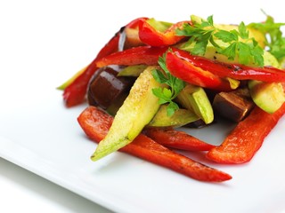 grilled fresh meat and vegetables