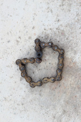bicycle chain in shape of heart.