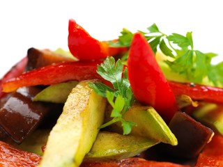 grilled fresh meat and vegetables