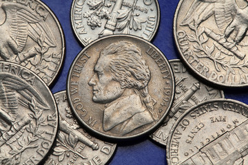 Coins of USA. US nickel, Thomas Jefferson