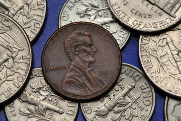 Coins of USA. US cent. Abraham Lincoln