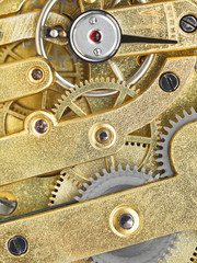 background from brass clockwork of vintage watch
