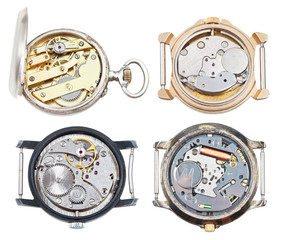 set of watches with mechanical and quartz movement