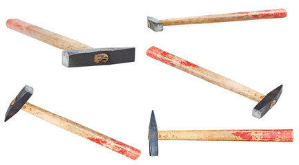 set Cross Peen Hammers with square face isolated
