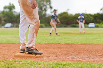 Baseball player on a base