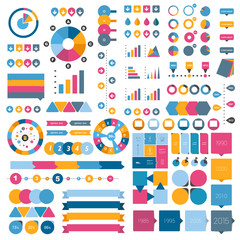 Fototapeta premium Big collection of flat infographics elements.