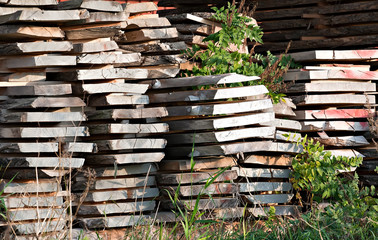 pile of wooden boards