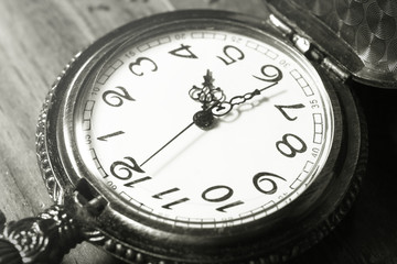 Pocket watch,black and white color filtered.