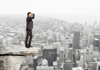 Businessman looking to the future