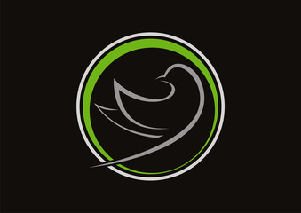 Bird flying illustration with circle abstract logo vector
