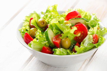 Fresh  vegetables salad in a  bowl.