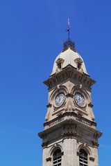 Fototapeta na wymiar The tower of the historic town hall in Adelaide in Australia