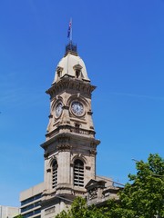 The tower of the historic town hall in Adelaide in Australia