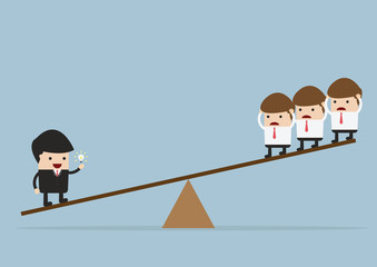 Businessman with idea important than normal businessman