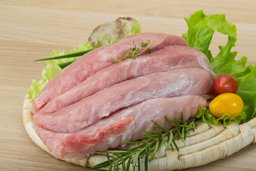 Raw pork schnitzel