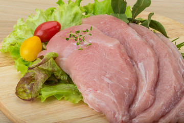 Raw pork schnitzel
