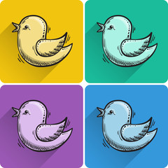 Set of drawn bird icon - 73604590