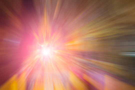 flare and red and yellow color radial motion blur abstract of bu