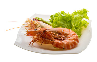 Boiled king prawns