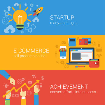 Flat style e-commerce business startup infographic concept