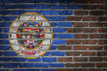 Brick wall texture with flag