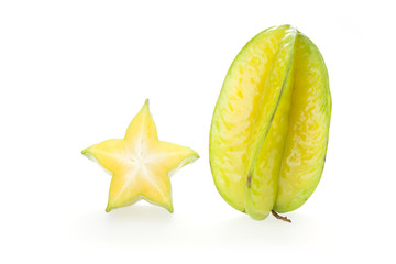 carambola, star fruit isolated on white background